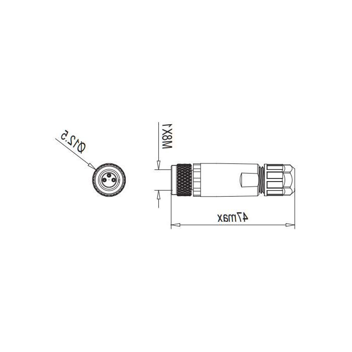 M8 3Pin、母头直型、直插式连接、63F301