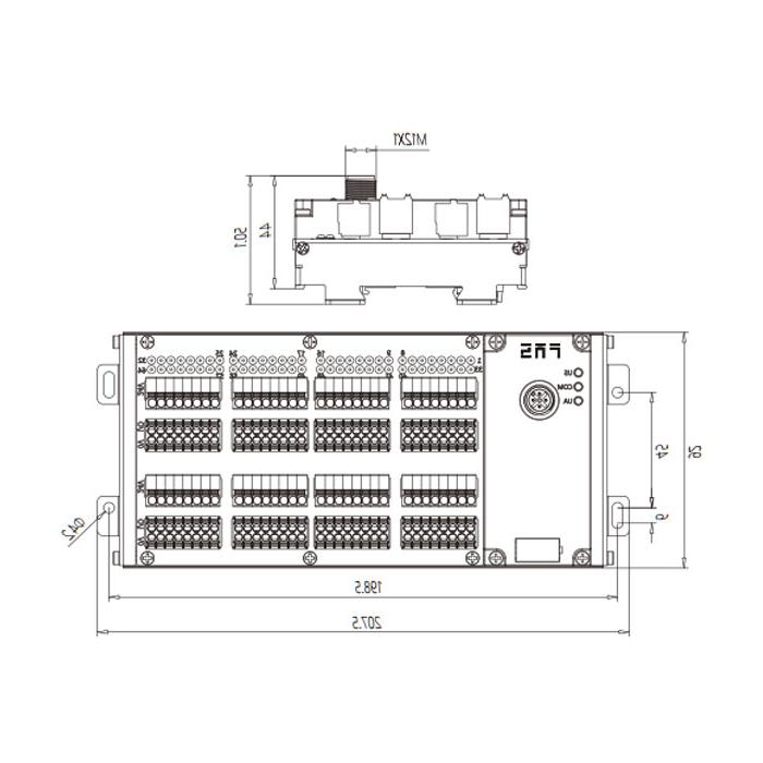 IP20， IO-Link集线器，NPN， 64DI/DO自适应，B类，终端模块，009C71