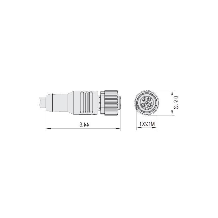 M12 4Pin, female straight, with LED light, single end pre-cast cable, anti-slagPUR材质、黄色护套、64T313-XXX